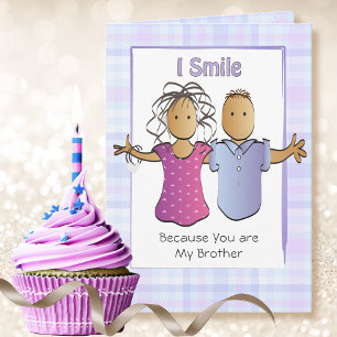 Humourous Ethnic Brother Cartoon Modern Birthday Card