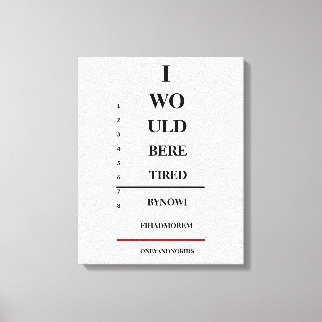 Humourous Eye Chart Canvas Print (Front)