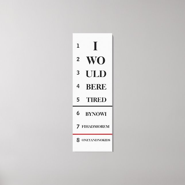 Humourous Eye Chart Canvas Print (Front)