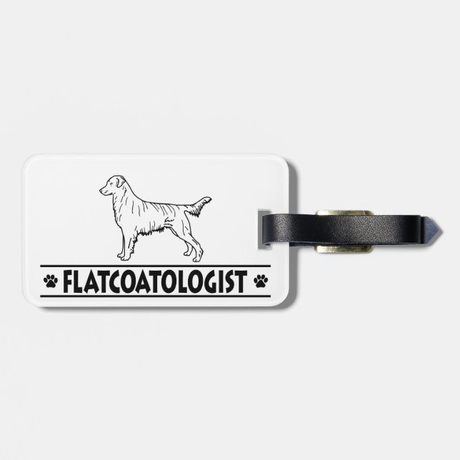 Humourous Flat Coated Retriever Luggage Tag (Back Horizontal)