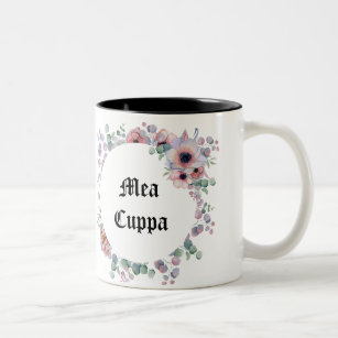 Humourous Floral Catholic Mea Cuppa Two-Tone Coffee Mug