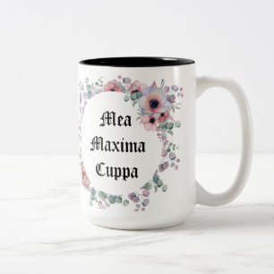 Humourous Floral Catholic Mea Maxima Cuppa Two-Tone Coffee Mug