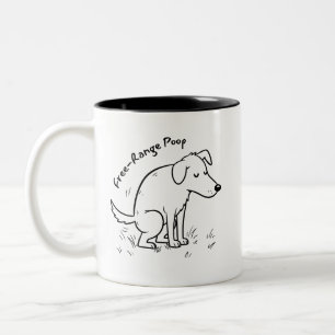 Humourous Free-Range Poop Dog Waste Two-Tone Coffee Mug