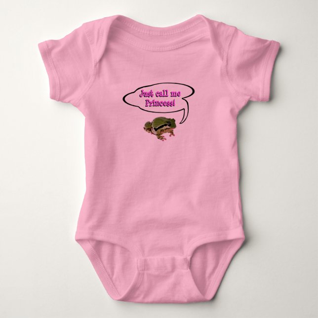 Humourous Frog Princess Pink Lipstick Pink Nails Baby Bodysuit (Front)