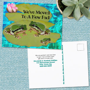 Humourous Frogs Lilies Pad We Moved Announcement Postcard