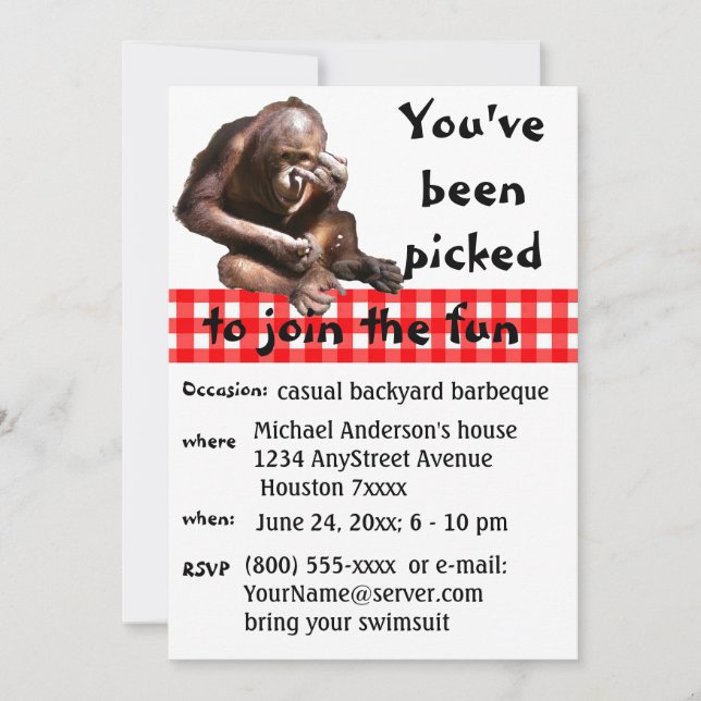 Humourous Funny Animal Casual Party Invitation (Front)