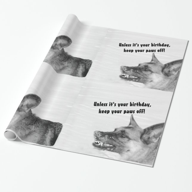 Humourous German Shepherd Gift Wrapping Paper (Unrolled)