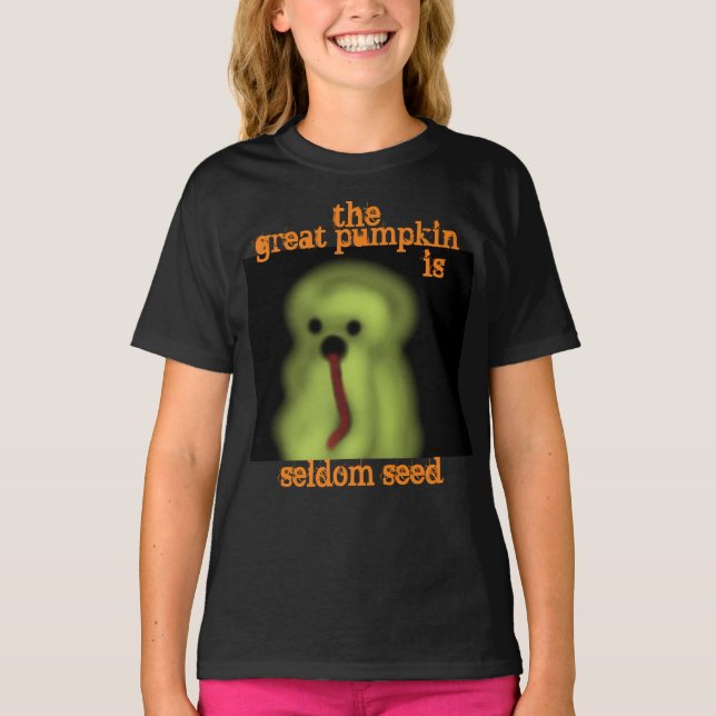 Humourous Ghost Marvin Great Pumpkin Seldom Seed T-Shirt (Front)
