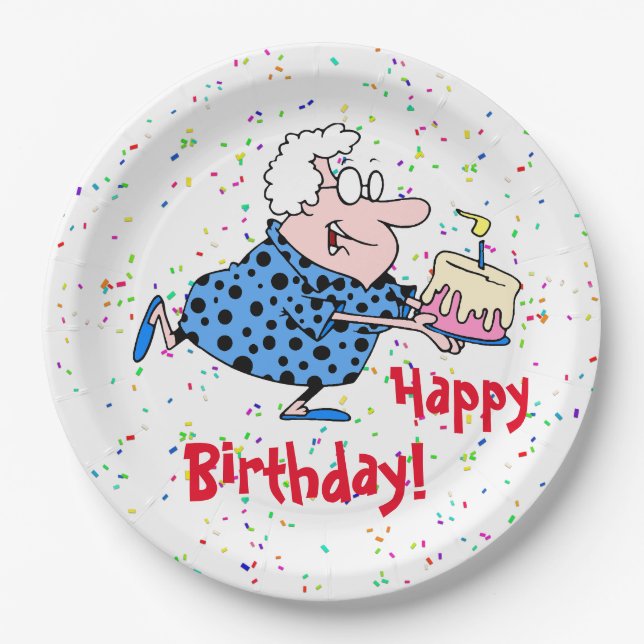 Humourous Grandma Birthday Cake Party Paper Plate (Front)