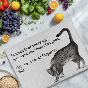 Humourous Grey Whimsical Cat Egyptian Mau Cutting Board