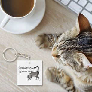 Humourous Grey Whimsical Cat Egyptian Mau Key Ring