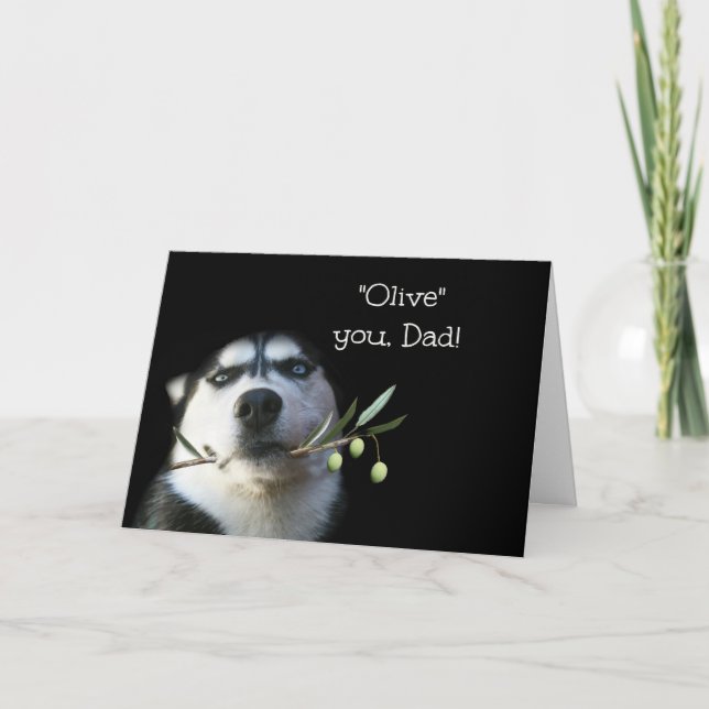 Humourous Happy Birthday Dad Card With Husky Dog (Front)