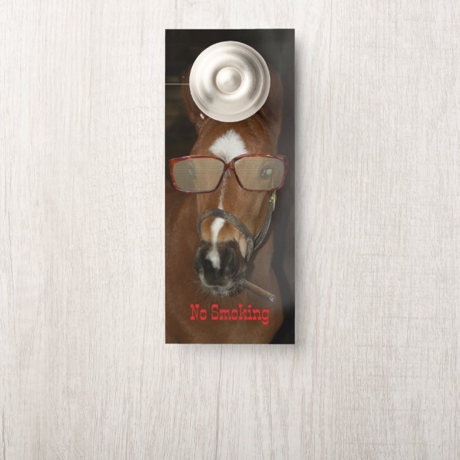 Humourous Horse Foal Smoking Cigar Door Knob Hange Hanger (On Knob)