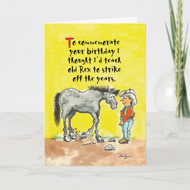 Humourous horsey birthday card (Front)