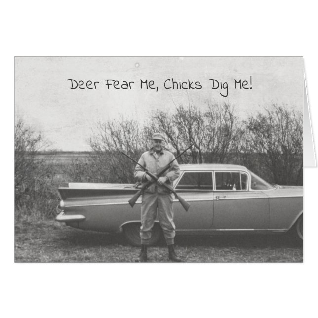 Humourous Hunter Deer Hunting Old Automobile (Front Horizontal)