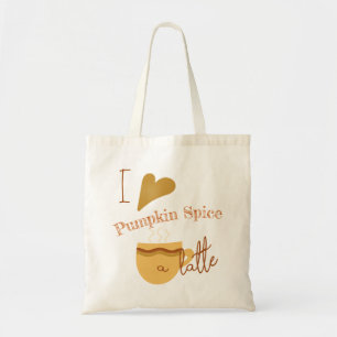 Humourous "I Love Pumpkin Spice A Latte" Artwork Tote Bag