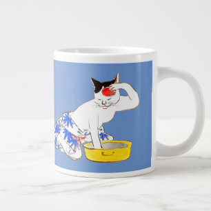 Humourous Japanese Cat Bathing I Large Coffee Mug