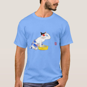 Humourous Japanese Cat Bathing I T-Shirt