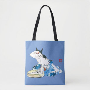 Humourous Japanese Cat Bathing II Tote Bag