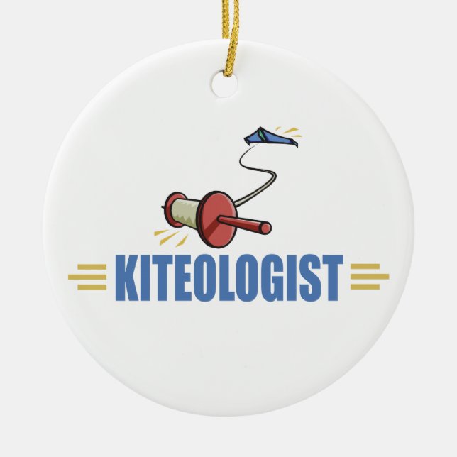 Humourous Kite Flying Ceramic Tree Decoration (Front)