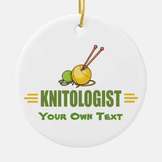Humourous Knitting Ceramic Tree Decoration (Front)