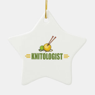 Humourous Knitting Ceramic Tree Decoration