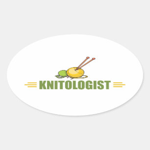 Humourous Knitting Oval Sticker