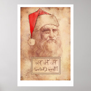 Humourous Leonardo da Vinci as Santa Poster