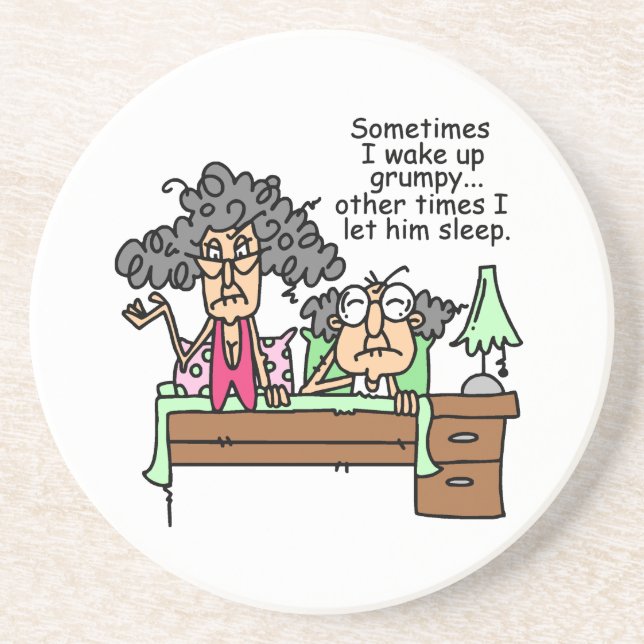 Humourous Let Grumpy Sleep Coaster (Front)