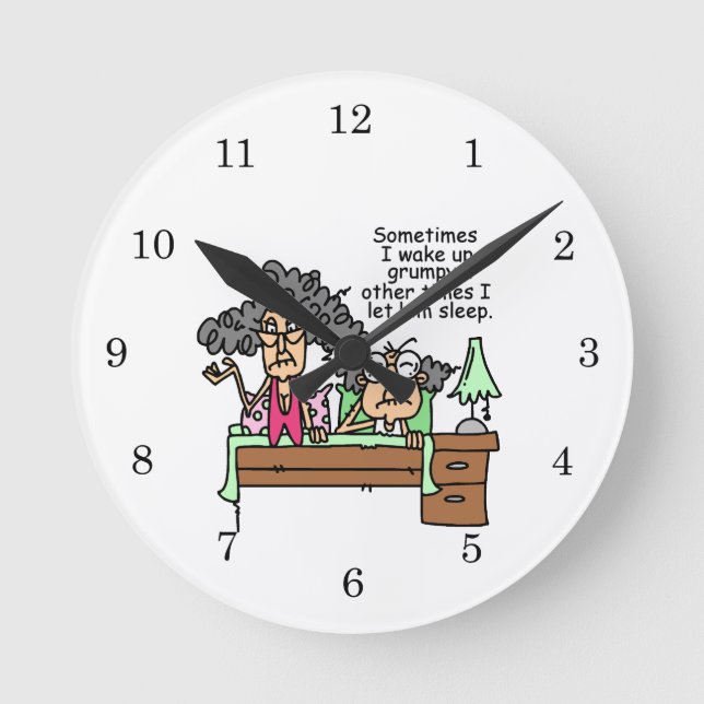 Humourous Let Grumpy Sleep Round Clock (Front)