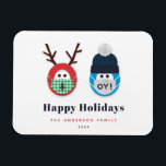 Humourous Masked Christmas and Hanukkah Holiday Magnet<br><div class="desc">Send some humour with this funny Christmas and Hanukkah themed holiday magnet. The design features a masked reindeer and character wearing a Star of David print winter hat and an "oy!" mask. Customisable.</div>