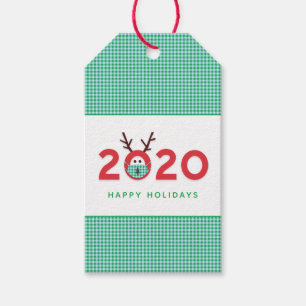 Humourous Masked Reindeer 2020 Custom Holiday Gift Tags