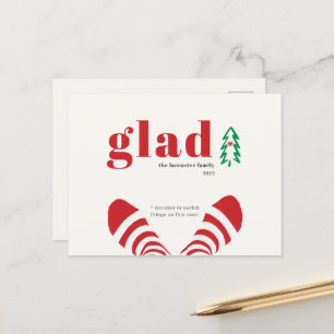 Humourous Minimalist Red Socks New Year Holiday Postcard