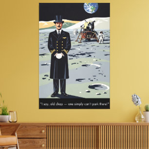 Humourous Moon WPA Styled Canvas Print