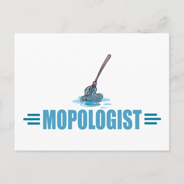 Humourous Mop Mopping Postcard (Front)