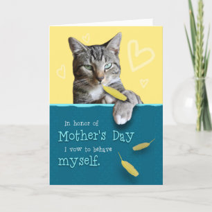 Humourous Mother's Day Card with Naughty Cat