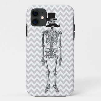 Humourous Moustache on Skeleton Grey iPhone Case