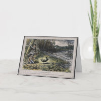 Humourous nostalgia card – flyfishing with son