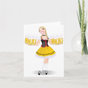 Humourous Oktoberfest Blonde Beer Girl Card