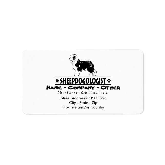 Humourous Old English Sheepdog Label (Front)