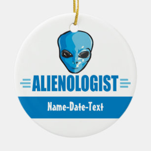 Humourous Outer Space Aliens Ceramic Tree Decoration