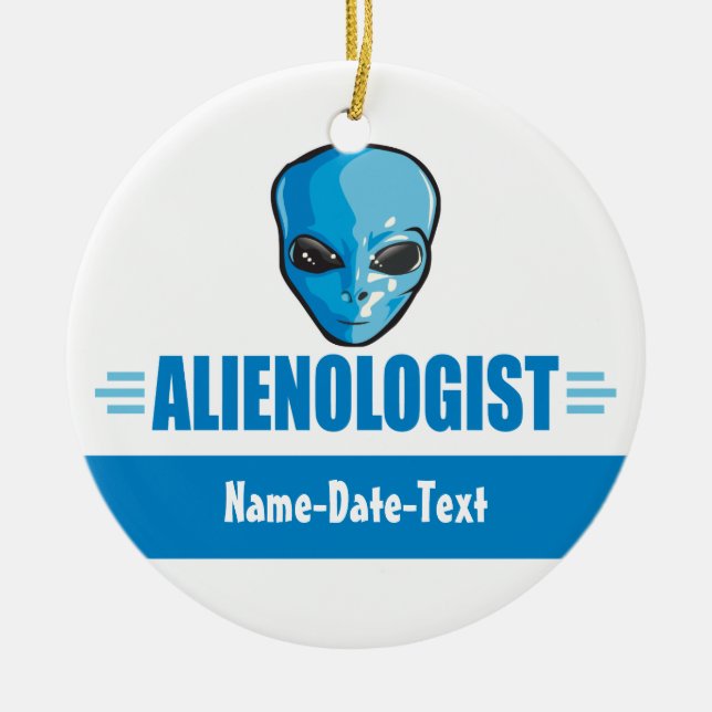 Humourous Outer Space Aliens Ceramic Tree Decoration (Front)
