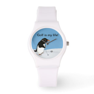Humourous Penguin Playing Golf Customisable Watch