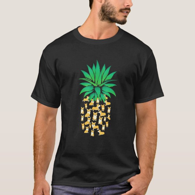 Humourous Pineapple Corgis Illustration Pun Tee (Front)