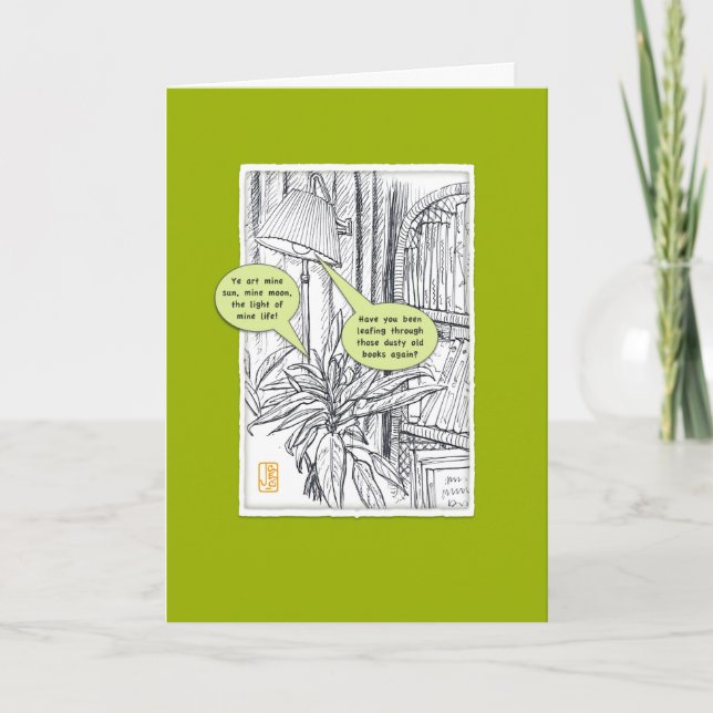 Humourous Plant & Lamp Blank Greeting Card (Front)