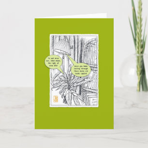 Humourous Plant & Lamp Blank Greeting Card