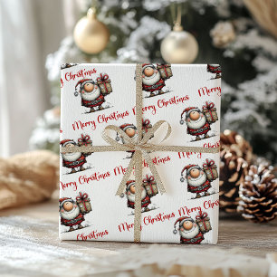 Humourous Playful Santa Cartoon Wrapping Paper
