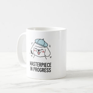 Humourous Poodle Dog Art with Beret Design Coffee Mug