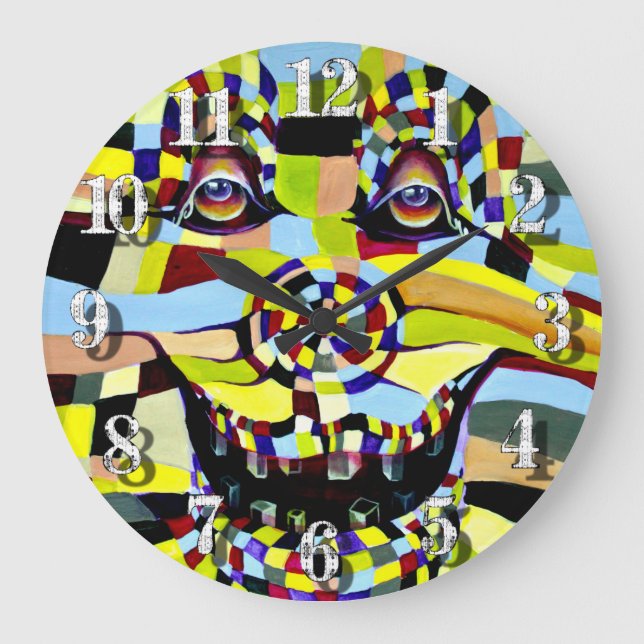 Humourous Pop Culture Clown Joker Illustration Large Clock (Front)