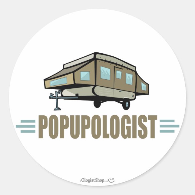 Humourous Pop Up Camper Classic Round Sticker (Front)